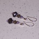 Sterling Silver and smoky Quartz with Swarovski Earrings