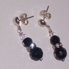 Black Onyx and Swarovski Crystal Earrings on Sterling Silver