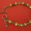 Green Turquoise Bracelet with Swarovski Crystal and Sterling Silver