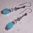 Sterling Silver Dangle Earrings with Turqouise and Swarovski Crystals