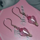 Murano Style Heart and Sterling Silver Earrings