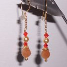 Golden Orange Carnelian and Swarovski Earrings