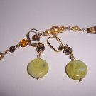 Green Flower Jasper Coin Earrings