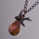 Sparrow Necklace with Galaxy Quartz Pendant on Brass Chain