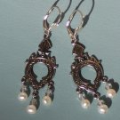 Lock the Door Earrings with White Pearls and Swarovski on Sterling Silver