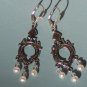 Lock the Door Earrings with White Pearls and Swarovski on Sterling Silver