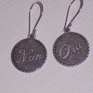 Oui Non French Circle Disc Earrings on Sterling Silver Earwires