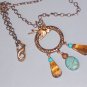 Brass Swallow Bird Necklace with a Pendant of Turquoise and Tigereye