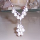 Cluster of White Pearls Necklace on Sterling Silver Chain