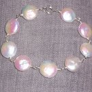 White Coin Pearl and Sterling Silver Bracelet