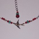 Lonely Antique Brass Sparrow Bird Necklace with Turquoise and Coral SUPER SALE 20 DOLLARS