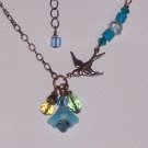 Baby Swallow Bird Necklace Blue