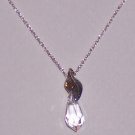 Swarovski Teardrop Necklace with Sterling Silver bail Leaf Design FREE SHIPPING TO THE USA