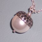 White Pearl Acorn Pendant on Sterling Silver Chain