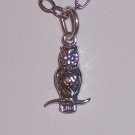 Owl Bird Sitting on a Branch Necklace on Sterling silver Chain FREE SHIPPING TO THE U.S.