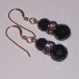 Black Onyx Dangle Earrings with Swarovski Crystals on Goldfill Ear Wires