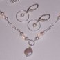 White Pearl and Opalite Bridal Necklace and Circle Earrings on Sterling