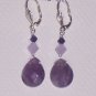 Purple Velvet Earrings with Amethyst Stones and Swarovski Crystals on Sterling Silver