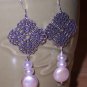 Filigree Cross and  White Coin Pearl Earrings