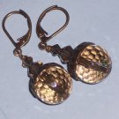 Antiqued Smokey Acorn Earrings with Swarovski Crystals