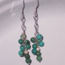Turqouise Stone ant Stardust Sterling Silver Earrings FREE SHIPPING TO THE U.S.