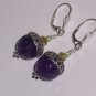 Amethyst and Peridot Acorn Earrings on Sterling Silver Lever backs