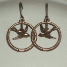 Brass Ox Sparrow Bird Hoop Earrings Vintage Style Bird Jewelry