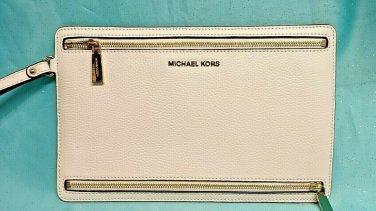 Michael Kors Large MERCER Leather Accordion Middle Zip Tote Bag Purse ACORN  Tan