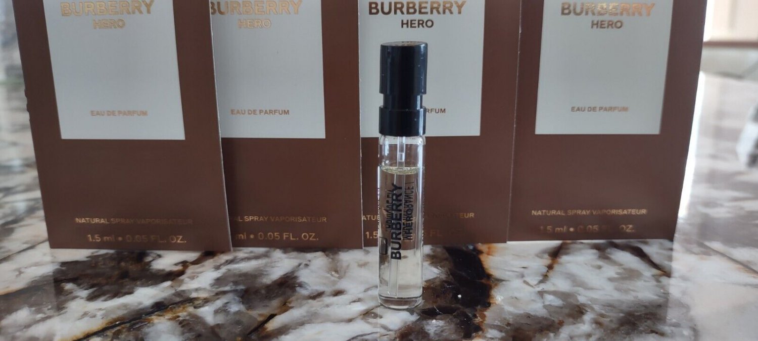 4 x BURBERRY HERO Eau De Parfum Men's Cologne Mini Spray SAMPLE 0.05 oz