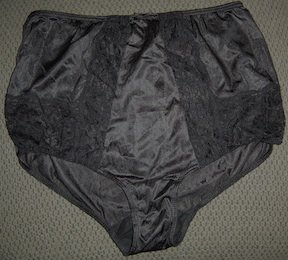 Vintage Black Nylon Panties w/Lace Insets, Sz. 10