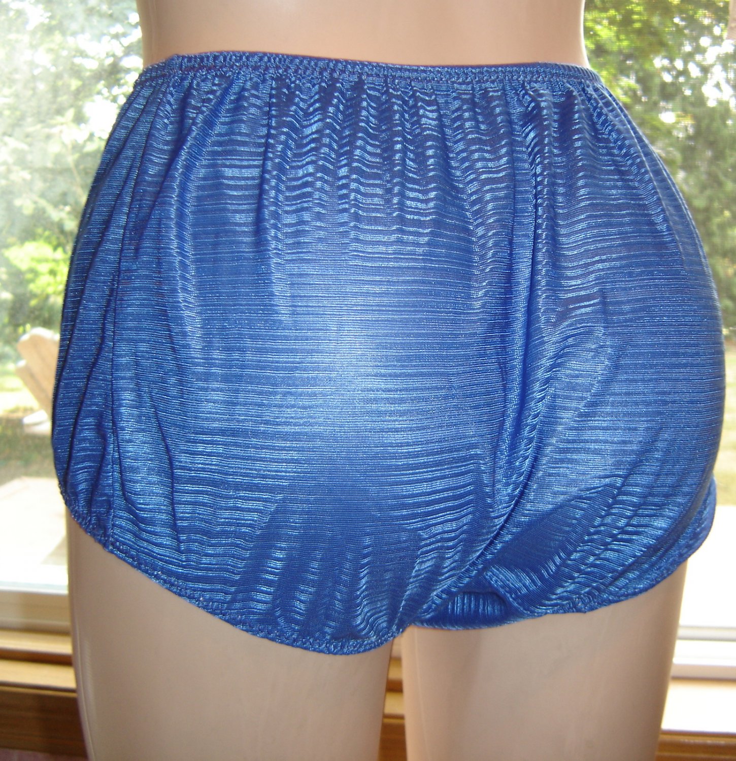 Silky Blue Full Brief All Nylon Or Polyester Panties Incl Gusset M L