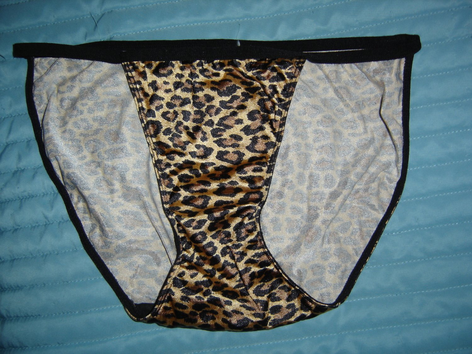 SOLD SEXY String Bikini Second Skin Satin Leopard Print Panties, Sz. L