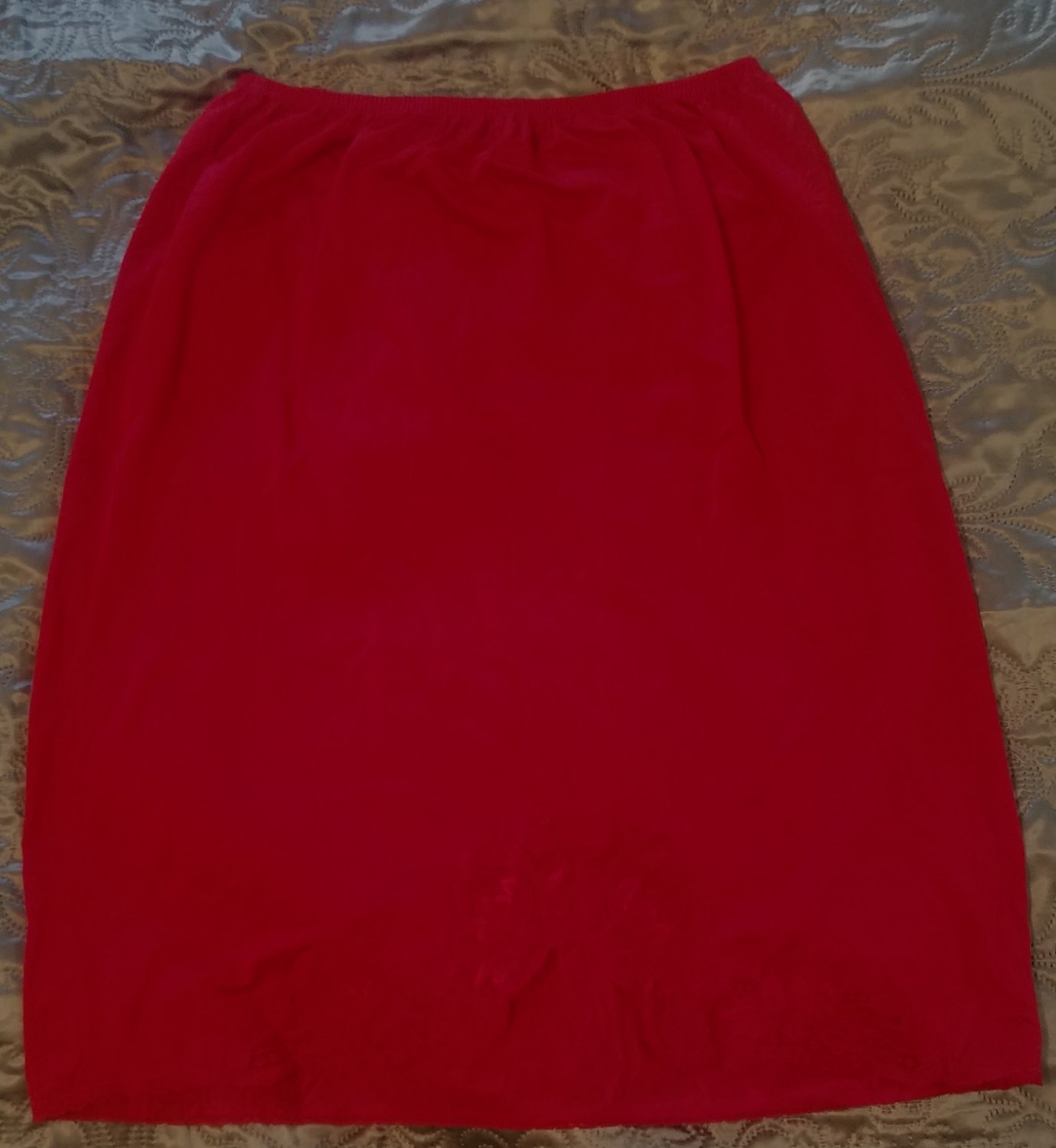 Vintage Silky Nylon OLGA Half Slip w/Lace, Ruby RED! L