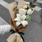 White+Green Rose Crochet Bouquet
