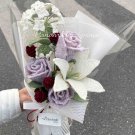 Pink Roses, Lilies And Red Crochet Bouquet