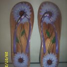 Ladies Wood sandals Purple Flowers Bare Feet sexy