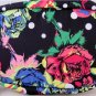 BETSEY JOHNSON SMALL COSMETIC BAG ~BLOOMING FLOWERS BLACK~ BM 97780 NWT