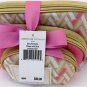 ADRIENNE VITTADINI SET OF 3 DOME COSMETIC BAGS PINK, GOLD, & WHITE WITH BOW