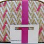 ADRIENNE VITTADINI SET OF 3 DOME COSMETIC BAGS PINK, GOLD, & WHITE WITH BOW