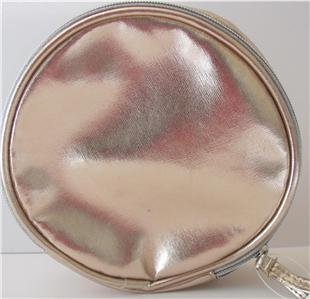 SILVER ROSE ROUND ZIPPERED COSMETIC BAG 7 X 2