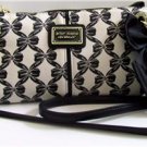BETSEY JOHNSON E/W MINI CROSSBODY MULTI BM17035, BLACK & CREAM BOWS BLACK BOW