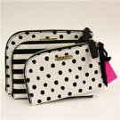 BETSEY JOHNSON 3 PIECE POUCH COSMETIC BAGS POLKA DOT BM 18665 RETAIL TAGS