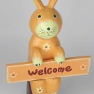 EASTER BUNNY Orange RABBIT  FIGURINE WOODEN HAND CARVED very cute