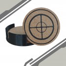Team Fortress 2 Laser Engraved Cork Drink Coasters With Holder - Sniper Class Symbol