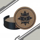 Team Fortress 2 Laser Engraved Cork Drink Coasters With Holder - Demoman Class Symbol