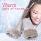 New Fashion Women's Real Sheepskin Mittens Gloves Fur Trim Leather Winter Warm