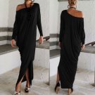 Women Long Sleeve Off Shoulder Jersey Long Batwing Tunic Plain Dressing Fashion