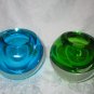 PR GREEN & BLUE CRYSTAL ITALIAN MADE ROUND VASES~ITALY