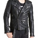 "Men's Custom Black Lambskin Biker Jacket | Vintage Style"