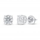 White Gold Round Cut 2CT Moissanite 14K  Screw-back Stud Earrings